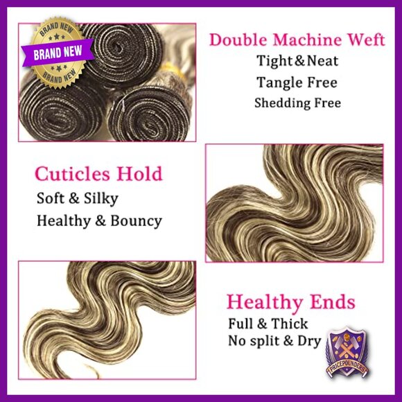 Brazilian Virgin Human Hair Extensions 3 Bundles Body Wave 24-28 Inch